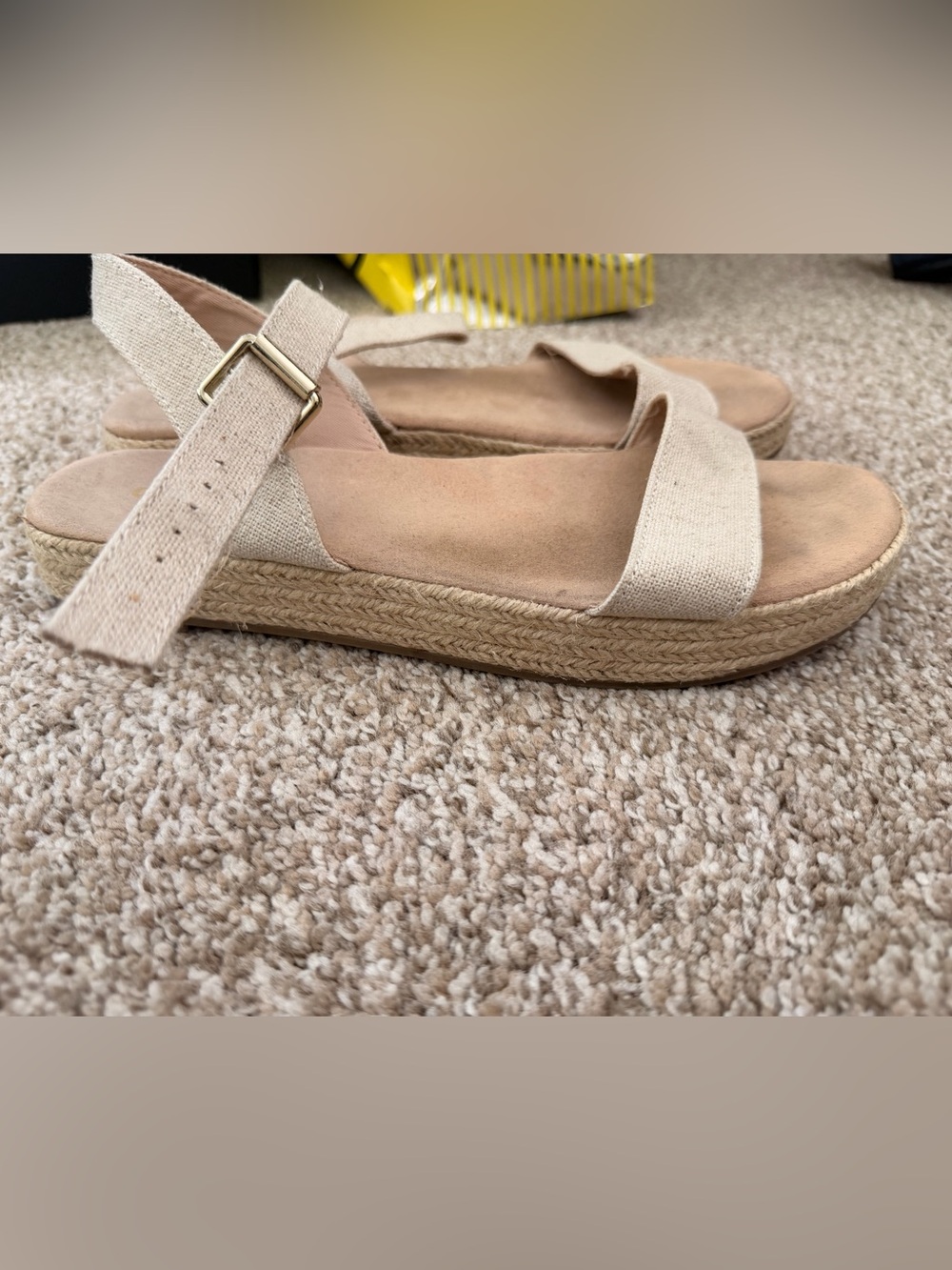 Old Navy Beige Canvas Espadrille Platform Sandals